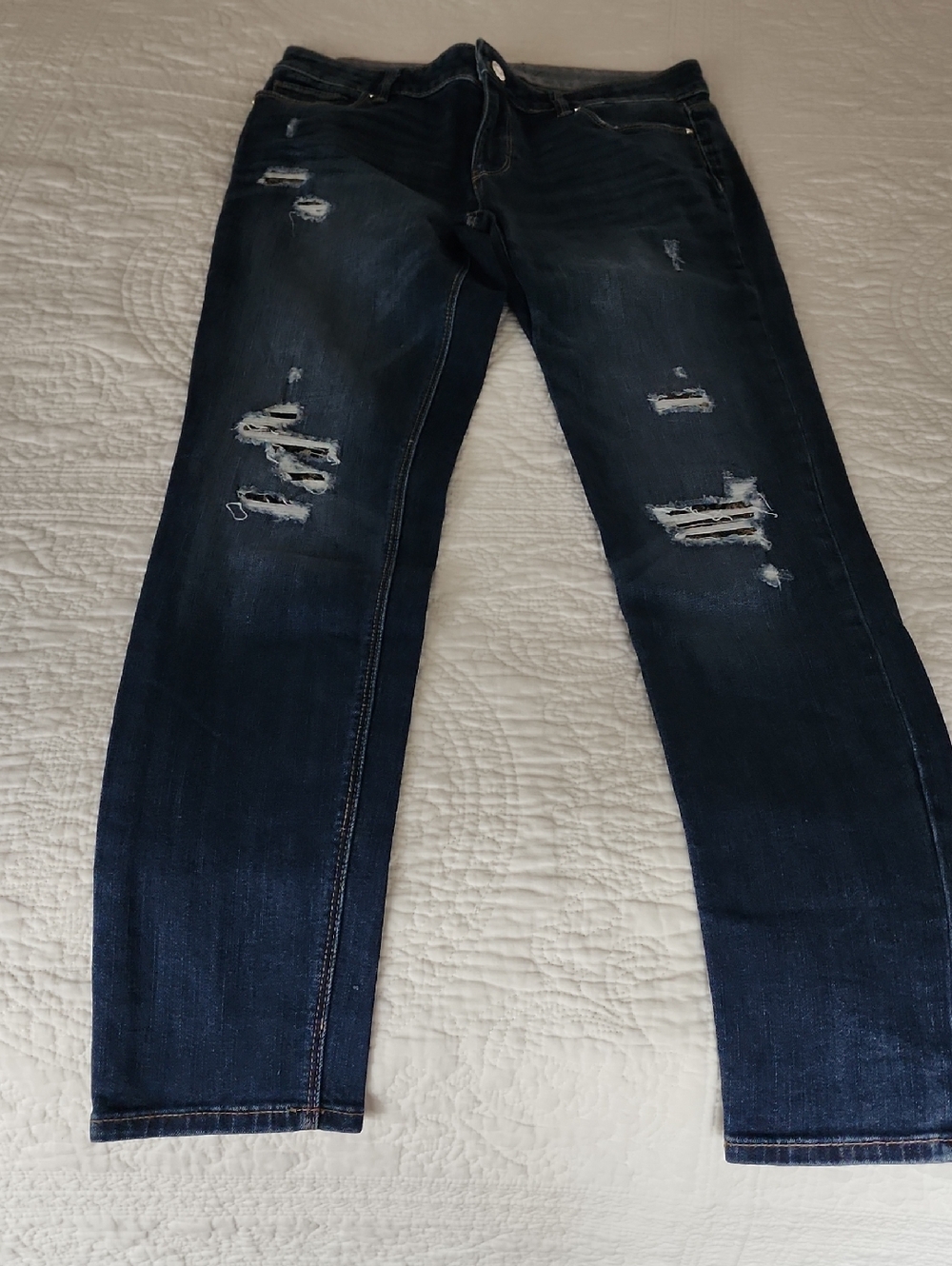 Women’s Skinny Ripped Jeans - Dark Blue